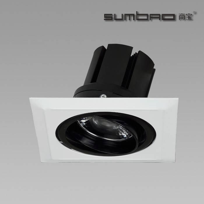 DW019-1 Customized SUMBAO Professional Single Head Square Trim 24W/30W Recessed Spotlights for High End Retail Shops