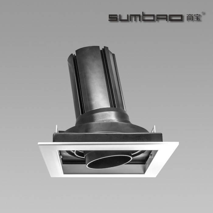 DW052-1 SUMBAO Professional Single Head Square Trim Recessed 24W Spotlights for Retail Shops